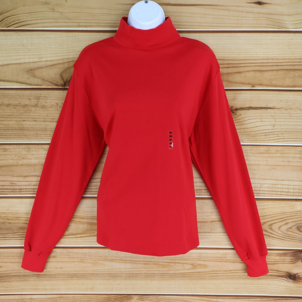 Baxter & Wells Long Sleeve Shirt Mock Neck Womens Size XL Red Polyester Soft NWT